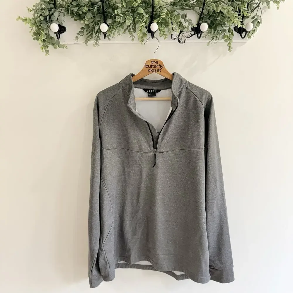 Tesla Men’s 1/4 Zip Long Sleeve Pullover Gray Size XL E4888